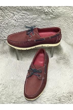کفش کژوال زرشکی مردانه چرم خالص Aysun Ayakkabı - کد 755925133