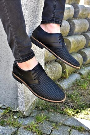 کفش آکسفورد مشکی مردانه پارچه نساجی پاشنه کوتاه ( 4 - 1 cm ) کد 306522895