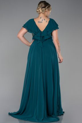 لباس مجلسی سایز بزرگ سبز زنانه سایز بزرگ آستین کوتاه شیفون کد 60754232