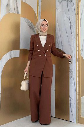 ست بالاتنه و پائین تنه حجاب قهوه ای زنانه گشاد Bym Fashion - کد 756795809