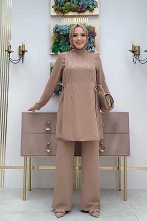ست بالاتنه و پائین تنه حجاب قهوه ای زنانه گشاد Bym Fashion - کد 756796028