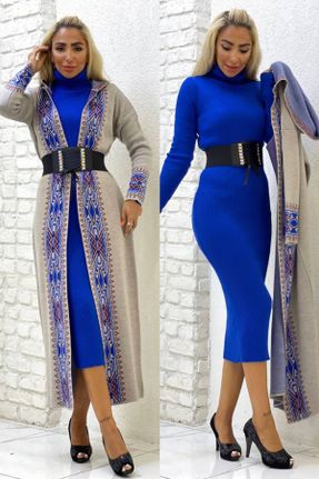 لباس آبی زنانه تریکو تریکو رگولار آستین-بلند کد 756089979