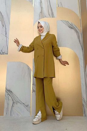 ست بالاتنه و پائین تنه حجاب زرد زنانه رگولار Bym Fashion - کد 756795797