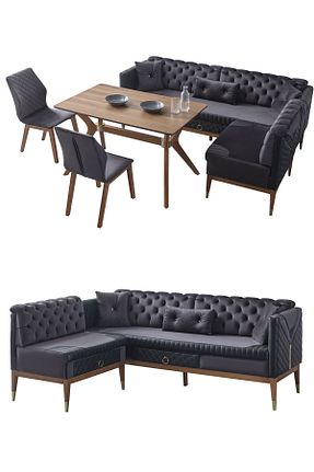 ست میز آشپزخانه طوسی چوب Eymense - کد 756481147