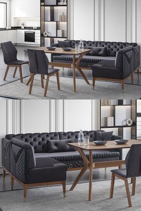 ست میز آشپزخانه طوسی چوب Eymense - کد 756481147