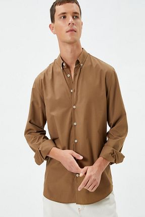 پیراهن قهوه ای مردانه رگولار Koton - کد 752437799