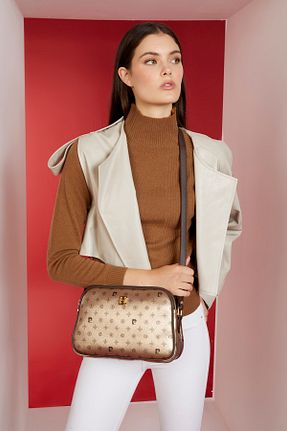 کیف دوشی طلائی زنانه چرم مصنوعی Pierre Cardin - کد 218165449
