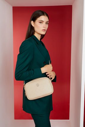 کیف دوشی بژ زنانه چرم مصنوعی Pierre Cardin - کد 753231225