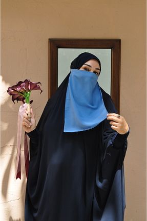 لباس حجاب آبی زنانه اورسایز HATİCEATABEYLİBUTİK - کد 758734221