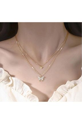 گردنبند استیل ( فولاد ) طلائی زنانه استیل ضد زنگ toptanhanem - کد 754147478