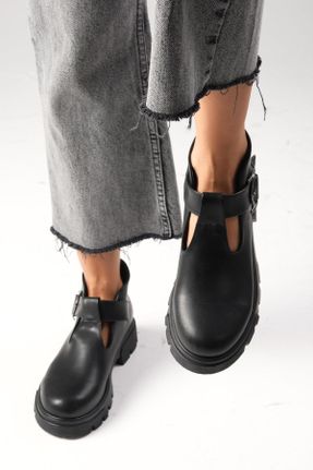 کفش لوفر مشکی زنانه چرم مصنوعی پاشنه کوتاه ( 4 - 1 cm ) کد 758906630