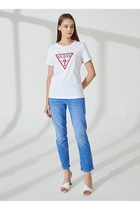 تیشرت سفید زنانه اسلیم فیت Guess - کد 758284913