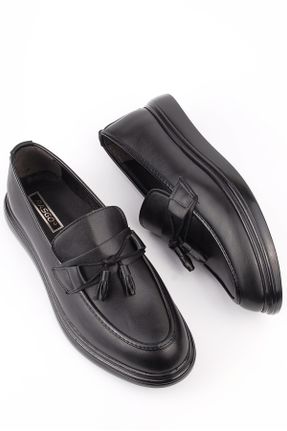 کفش کلاسیک مشکی مردانه چرم مصنوعی پاشنه کوتاه ( 4 - 1 cm ) پاشنه ساده کد 758612445