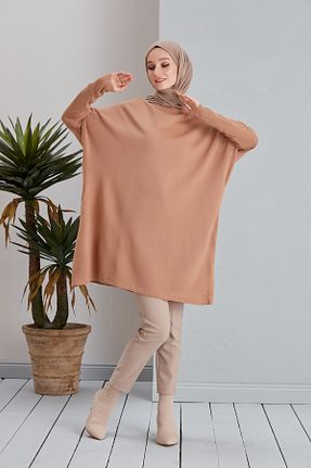 تونیک حجاب قهوه ای زنانه تریکو MODAMÜNASİP - کد 758816140