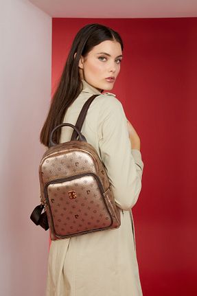 کوله پشتی طلائی زنانه سایز متوسط Pierre Cardin - کد 218166253