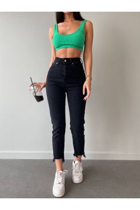 شلوار جین مشکی زنانه پاچه ساده فاق بلند جین بلند کد 757750667