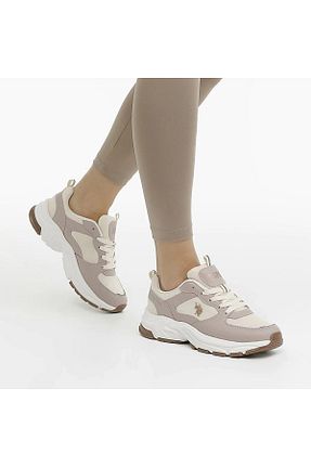 کفش اسنیکر بژ زنانه بند دار U.S. Polo Assn. - کد 757146395