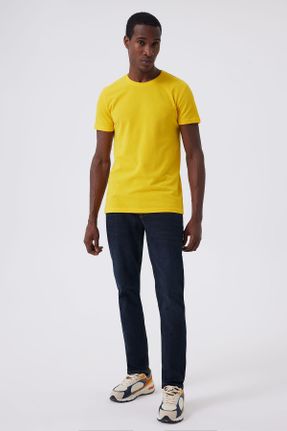 تی شرت زرد مردانه رگولار یقه گرد تکی کد 757305573
