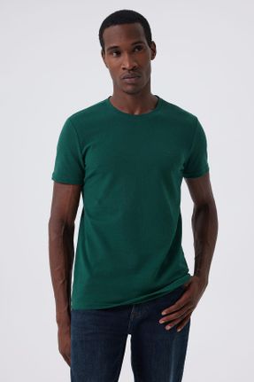 تی شرت سبز مردانه رگولار یقه گرد تکی کد 757305450