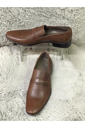 کفش کلاسیک قهوه ای مردانه چرم طبیعی پاشنه کوتاه ( 4 - 1 cm ) کد 758395029