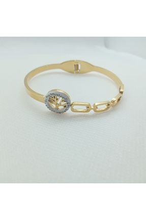 دستبند استیل طلائی زنانه فولاد ( استیل ) کد 707596494