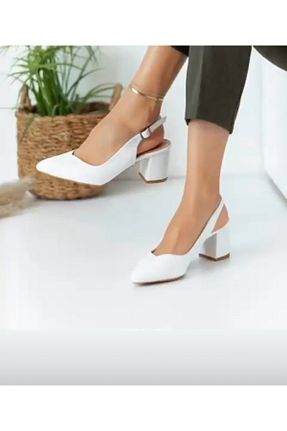 کفش پاشنه بلند کلاسیک سفید زنانه پارچه MİSS PARK MODA - کد 259198986