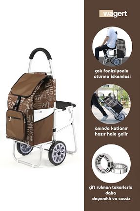 کیف و سبد چرخدار خرید قهوه ای Vadi - کد 744363792