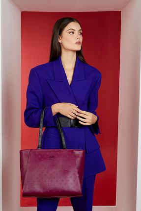 کیف دوشی زرشکی زنانه چرم مصنوعی Pierre Cardin - کد 758406723