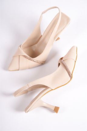 کفش پاشنه بلند کلاسیک بژ زنانه چرم مصنوعی پاشنه نازک پاشنه متوسط ( 5 - 9 cm ) کد 757974124