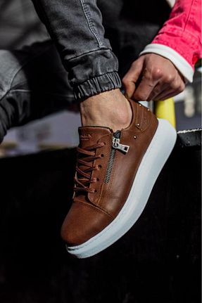 کفش اسنیکر قهوه ای مردانه چرم مصنوعی BZ Moda - کد 757244459