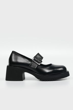 کفش کژوال مشکی زنانه چرم طبیعی پاشنه متوسط ( 5 - 9 cm ) پاشنه ضخیم کد 757630371