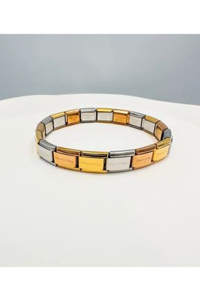 دستبند جواهر طلائی زنانه فولاد ( استیل ) کد 757757127