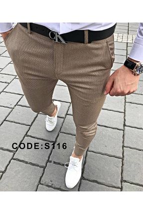 شلوار قهوه ای مردانه پنبه - الاستین Balance Moda - کد 758566930