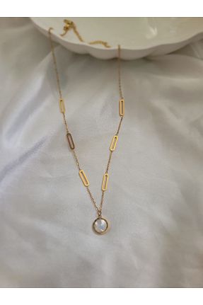 گردنبند استیل ( فولاد ) طلائی زنانه استیل ضد زنگ Hes Bijuteri - کد 758896963