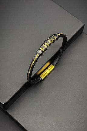 دستبند استیل (فولاد) طلائی مردانه استیل (فولاد) FRNCH - کد 759023046
