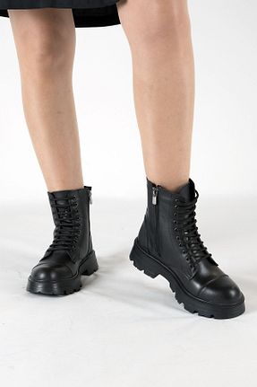 بوت / نیم بوت مشکی زنانه چرم خالص VENZA - کد 759978676