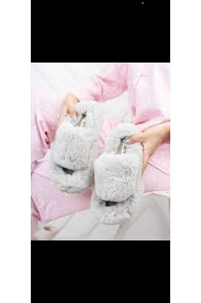 دمپائی خانگی طوسی زنانه پاشنه کوتاه (1 - 4 سانتی متر) IkI BUÇUK - کد 759008831