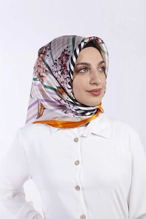 شال نارنجی زنانه ابریشم AWAM SILK - کد 759095411