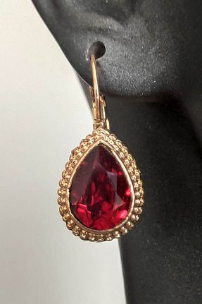 گوشواره جواهر زرشکی لزران Gunbaz Aksesuar - کد 759251886