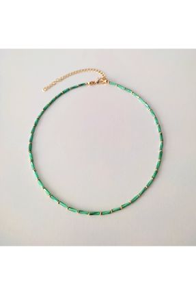 گردنبند جواهر سبز زنانه روکش طلا کد 353499119