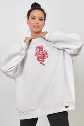 سوئیشرت سفید زنانه چاپی Pisa Art - کد 759440642