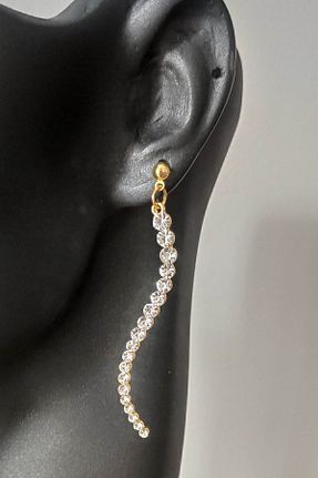 گوشواره جواهر طلائی لزران Gunbaz Aksesuar - کد 759566546
