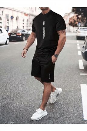 ست بالاتنه و پائین تنه مشکی مردانه بافت MODA23 - کد 679220136