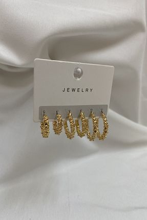 گوشواره جواهر طلائی روکش نقره KOBA - کد 759919675