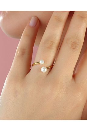 انگشتر نقره طلائی زنانه مروارید MEKS JEWELS - کد 759970604