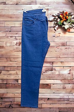 شلوار جین سایز بزرگ آبی مردانه پاچه رگولار فاق نرمال جین کد 688172112