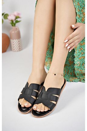 دمپائی مشکی زنانه چرم مصنوعی Moda Frato - کد 228215409