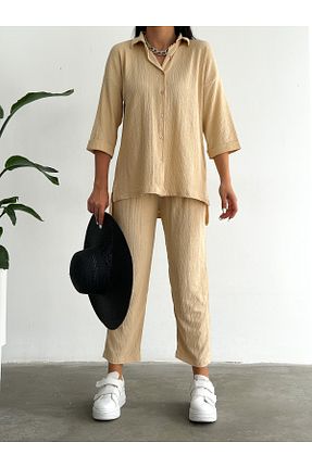ست بالاتنه و پائین تنه نباتی زنانه بافتنی alenmoda - کد 656156705