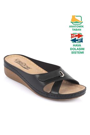 دمپائی مشکی زنانه چرم مصنوعی Capone Outfitters - کد 42576972