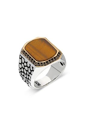 انگشتر نقره زرد مردانه 925 عیار Takıdepo - کد 87659885